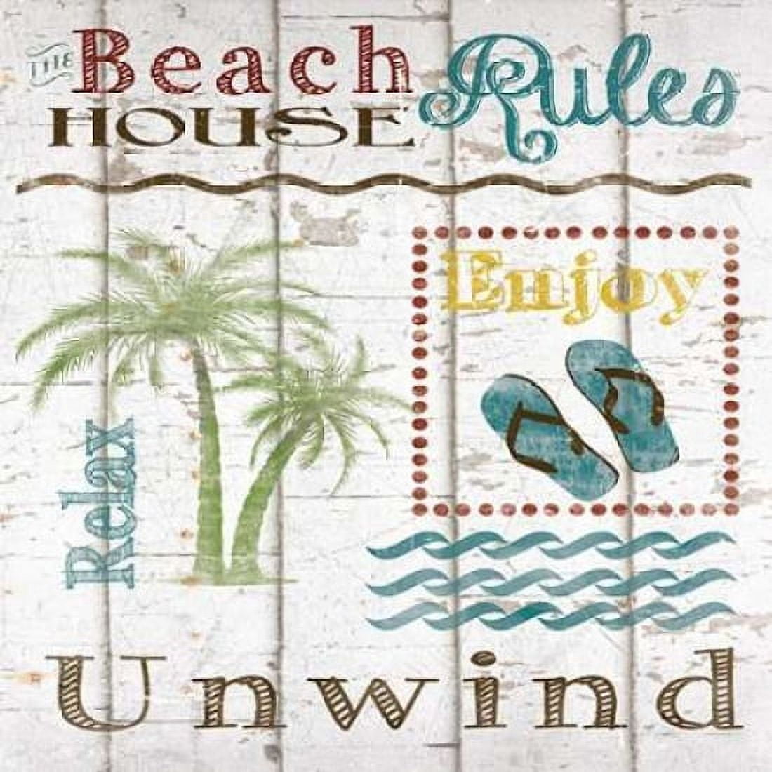 Beach House Rules Canvas Art - Katrina Craven (24 x 24)