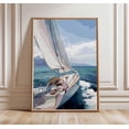 thumbnail image 1 of Beach House Sailboat Poster, Stretched Canvas 12x16in, 1 of 4