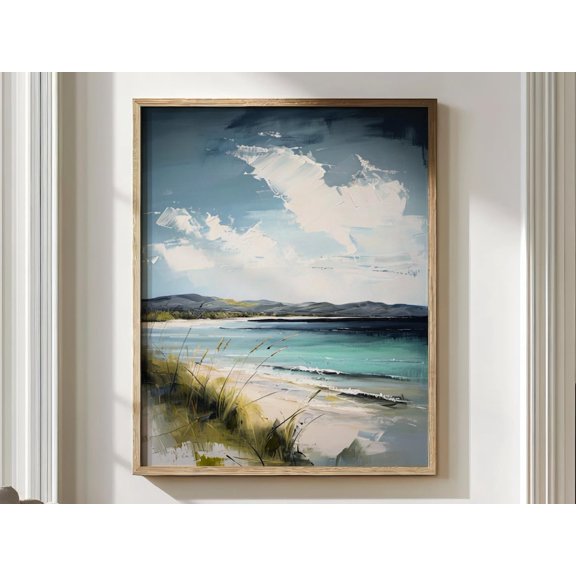 Beach House Tranquil Coastal Seascape Summer Homes Ocean View Artwork Relaxed Interiors, Unframed Canvas