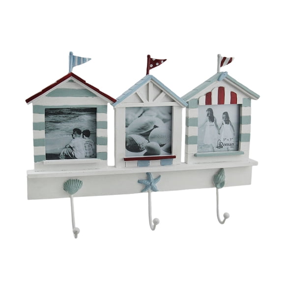 Beach House Triple Picture Frame & Decorative Wall Hook Hanging