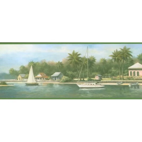 Beach House Wallpaper Border Wall Decor Intercoastal Water Lake Home Chesapeake