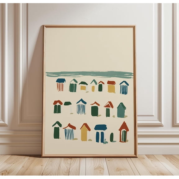 Beach Hut Coastal Cottage Wall Art Minimalist Seaside Print