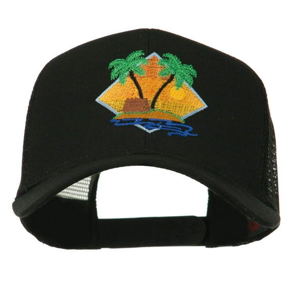 Beach Hut Embroidered Mesh Back Cap - Black OSFM