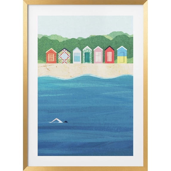 Beach Huts Framed Art Modern Wall Decor