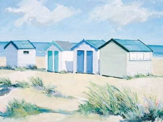 Beach Huts On A Bright Day Canvas Art - Jane Hewlett (18 x 24)