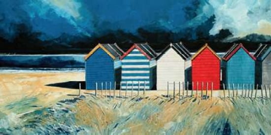 Beach Huts and Beach II Canvas Art - Stuart Roy (24 x 48)