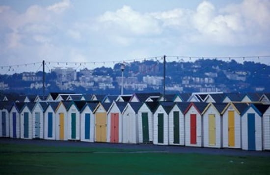 Beach Huts of Paignton Devon England Canvas Art - Nik Wheeler DanitaDelimont (35 x 23)
