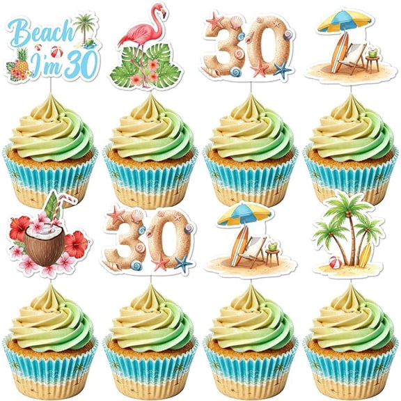 Beach Im 30th Birthday Cupcake Toppers 36 Piece Summer Beach Theme Cake Picks