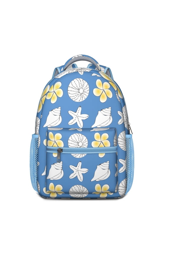 Beach-Inspired Ergonomic Backpack - Waterproof Student Backpack with Tropical Fish Design & Breathable Mesh Shoulder Straps