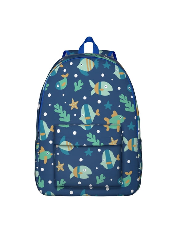 Beach-Inspired Marine Life Backpack with Sand, Coral & Tropical Fish, Waterproof Durable School Bookbag for Teens and Travelers
