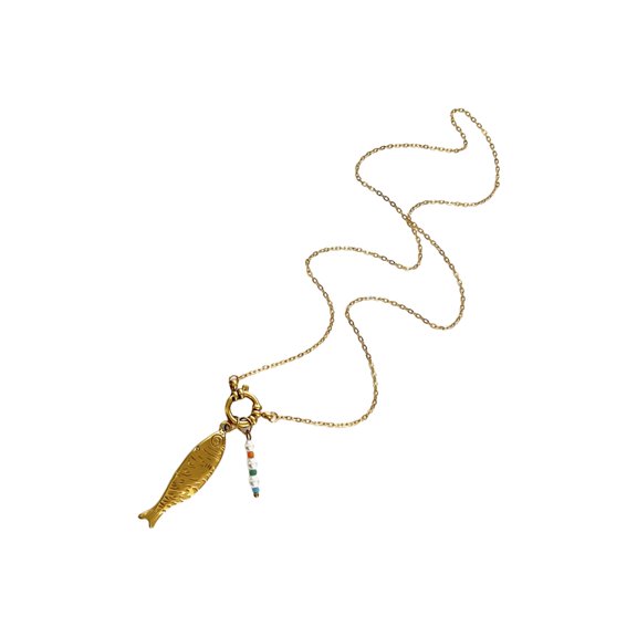 Beach Inspired Stainless Steel Necklace With Conch/Fish Charm, Stackable Design Neckchain For Women Daily Wear