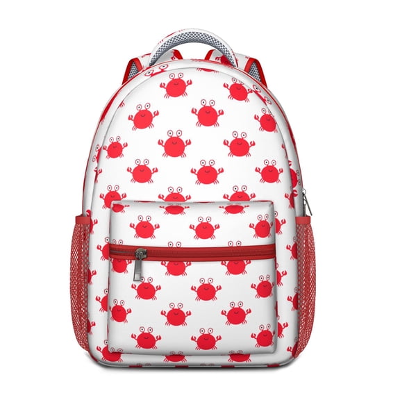 Beach Inspired Tropical Crab Backpack - Stylish Waterproof School Bag with Padded Back Panel for Daily Use