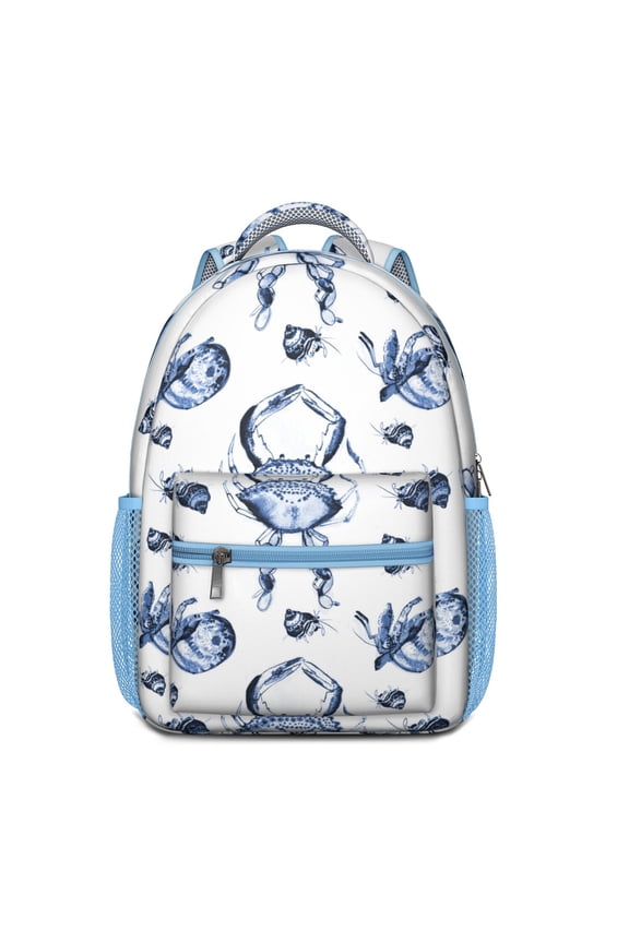Beach Inspired Tropical Crab Backpack - Stylish Waterproof School Bag with Padded Back Panel for Daily Use