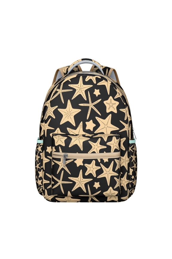 Beach-Inspired Waterproof Backpack - Tropical Marine Design with Mermaid & Anchor, Lightweight Daypack for Teens with Padded Straps & Organized Storage