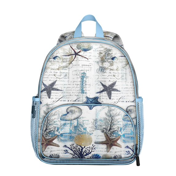 Beach-Inspired Waterproof Backpack for Students - Ergonomic & Adjustable with Spacious Storage & Side Pockets