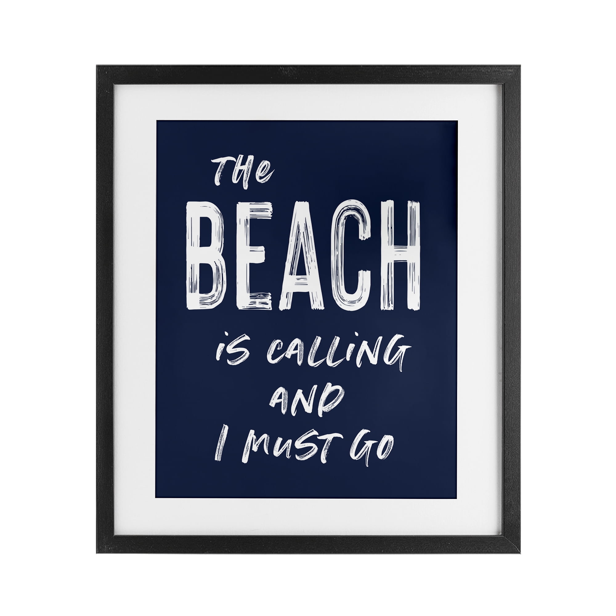Beach Is Calling Summer Sentiment Black Framed Print Under Glass, design by Lettered and Lined