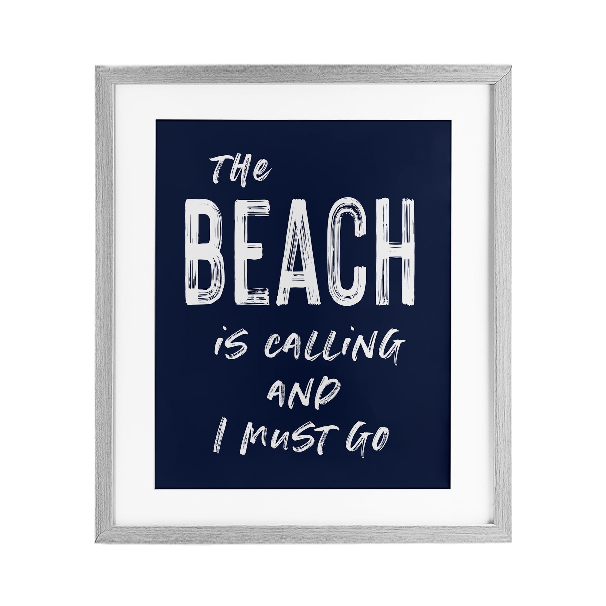 Beach Is Calling Summer Sentiment Gray Framed Print Under Glass, design by Lettered and Lined