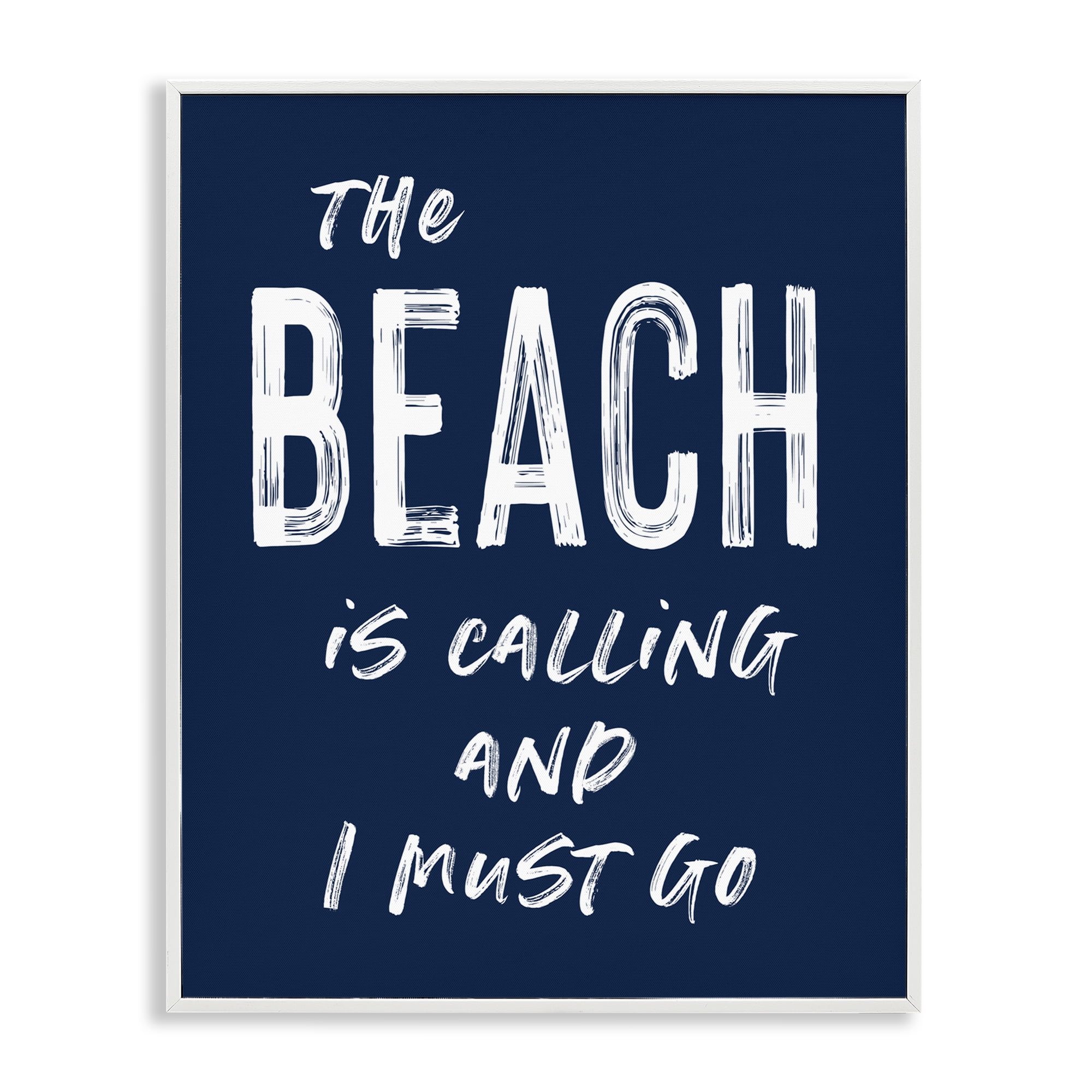 Beach Is Calling Summer Sentiment White Framed Giclee Art, design by Lettered and Lined