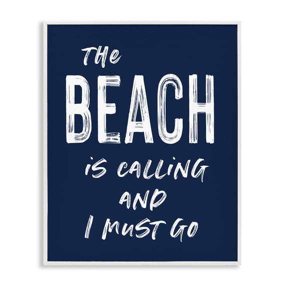 Beach Is Calling Summer Sentiment White Framed Giclee Art, design by Lettered and Lined