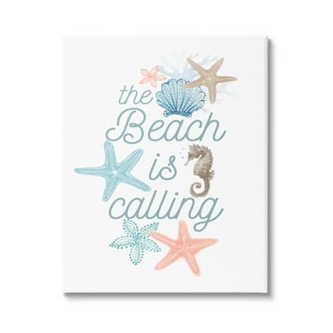 Beach Is Calling Various Sea Life Animals & Insects Graphic Art Gallery Wrapped Canvas Print Wall Art