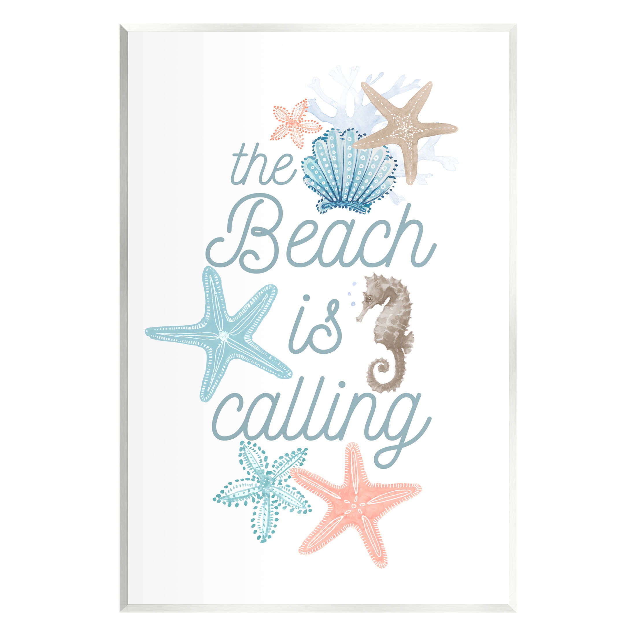 Beach Is Calling Coastal Sea Life Wall Plaque in MDF Wood