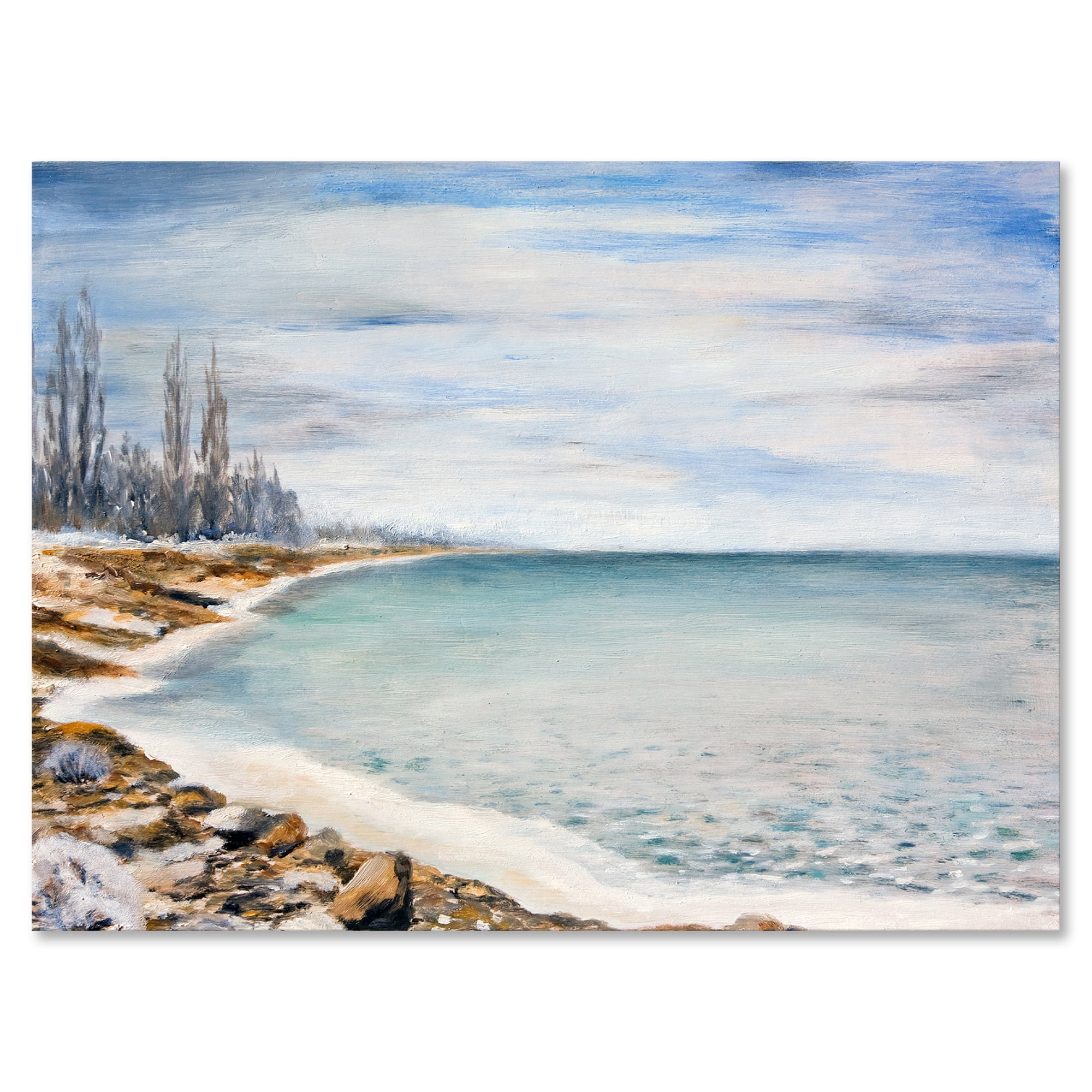 Beach Is Covered With Ice 8 in x 12 in Painting Canvas Art Print, by Designart