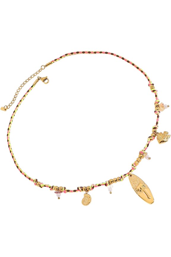 Beach Jewelry: Adjustable Fish Pendant Necklace With Copper Braided Cord & Oceanic Charm Braided Cord Necklace With Charm[c940]