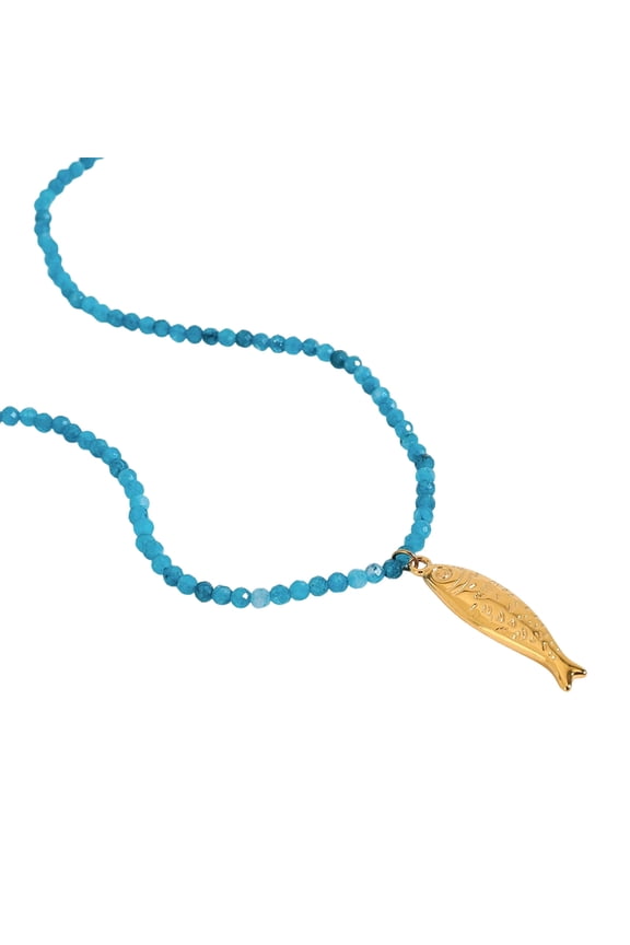 Beach Jewelry: Adjustable Fish Pendant Necklace with Copper Braided Cord & Oceanic Charm