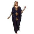 thumbnail image 1 of Beach Kaftan Dresses for Women Plus Size Caftan Loungewear Mexican Embroidered Dress Long Beach Tunic Summer Elegant Vacation Outfit Long Sleeve Robe, 1 of 11