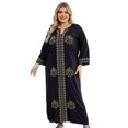 thumbnail image 1 of Beach Kaftan Dresses for Women Plus Size Caftan Loungewear Mexican Embroidered Dress Long Beach Tunic Summer Elegant Vacation Outfit Long Sleeve Robe, 1 of 10