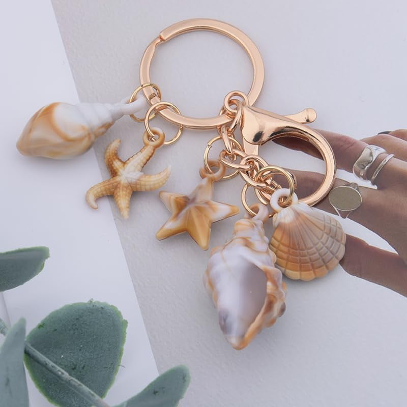 Beach Keychain Seashell Starfish For Women Girls Ocean Keychain