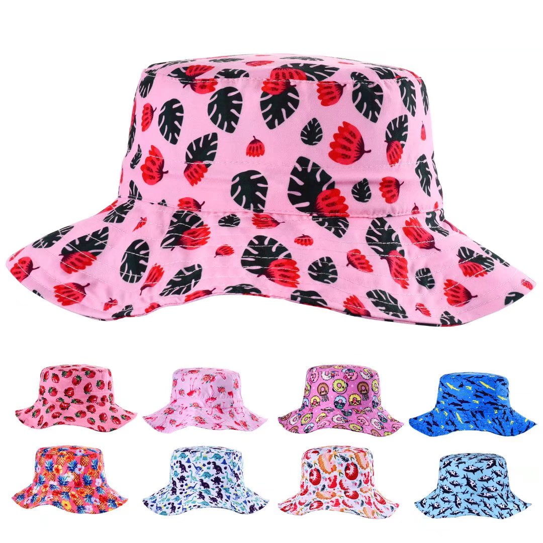 Beach Kids Sun Hat Protection Wide Brim Summer Bucket Hats Cute Fishing  Hats for Girls Boys 