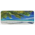 thumbnail image 1 of Beach Kitchen Mat, Hammock on the Sandy Beach Between Palm Coconut Overlooking Sea Nature Art, Plush Decorative Kitchen Mat with Non Slip Backing, 47" X 19", Cream Navy Green, by Ambesonne, 1 of 1