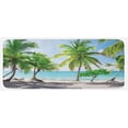 thumbnail image 1 of Beach Kitchen Mat, Palm Leaves in Catalina Island Dominic Seashore Coastal Panoramic Picture, Plush Decorative Kitchen Mat with Non Slip Backing, 47" X 19", Green Aqua Coconut, by Ambesonne, 1 of 1