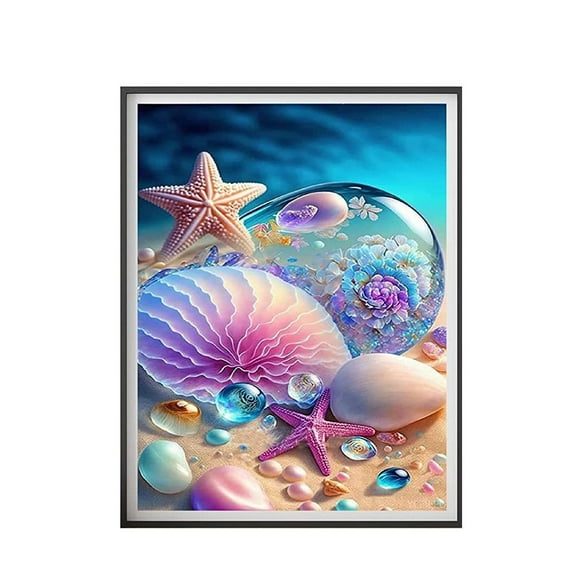 Beach Kits for Adults, Shell Kits, 5D Seaside Paint Diamonds, Cry with Full Shell Drill