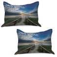 thumbnail image 1 of Beach Knitted Quilt Pillowcover Set of 2, Entry to the Beach with Leading Handrails Surrounded by Bushes Sunrise Cloudy Weather, Standard Queen Pillow Sham Bedroom, 30" x 20", Multicolor, by Ambesonne, 1 of 1