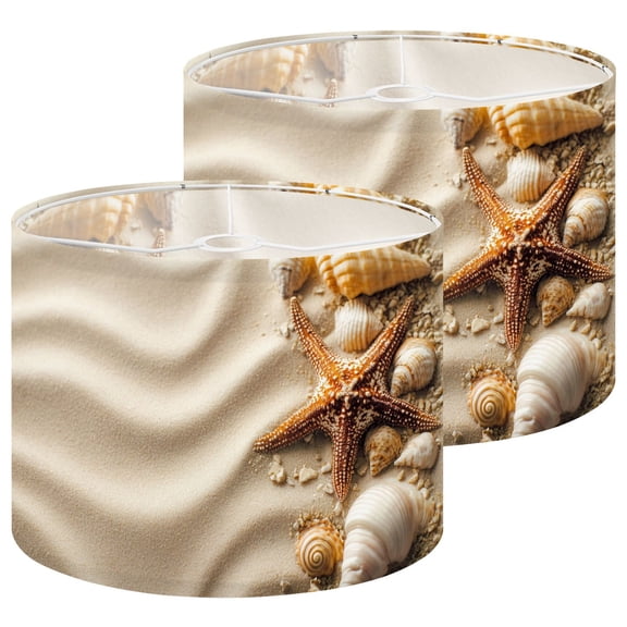 Beach Lampshades 2 Pack sand dunes seashell starfish 13"x13"x10" Light Shade for Table Lamps Floor Lamps Drum Lamp Shades Lampshade Replacement Easy Assembly
