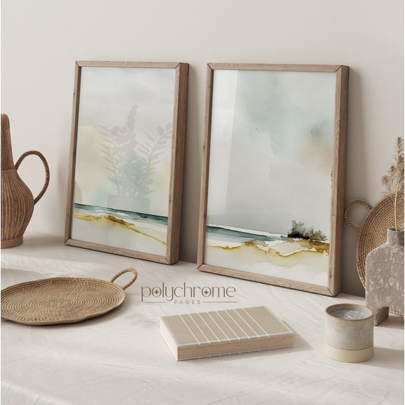 Beach Landscape Paintings Hamptons Style Coastal Ocean Landscapes Wall Art Set 2 Stretched Canvas
