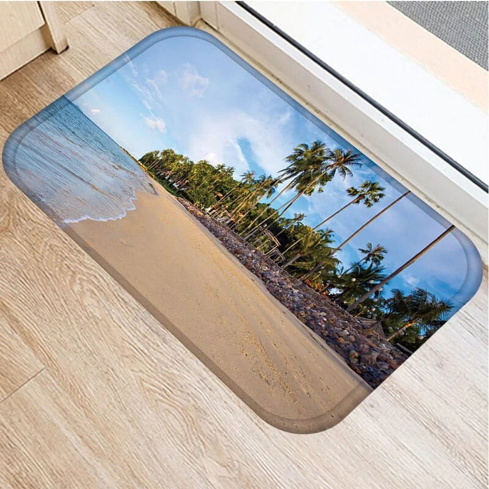 Beach Landscape Pattern Fashion Printing Kitchen Floor Mat and Bedroom Carpet Beautiful ...