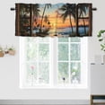 thumbnail image 1 of Beach Landscape Printed Window Curtains Valances Sea Palm Trees Sundet Natural Scenery Rustic Window Valance for Living Room Bedroom, Kitchen Valance Rod Pocket Window Curtain 54 by 18 in, 1 Panel, 1 of 6