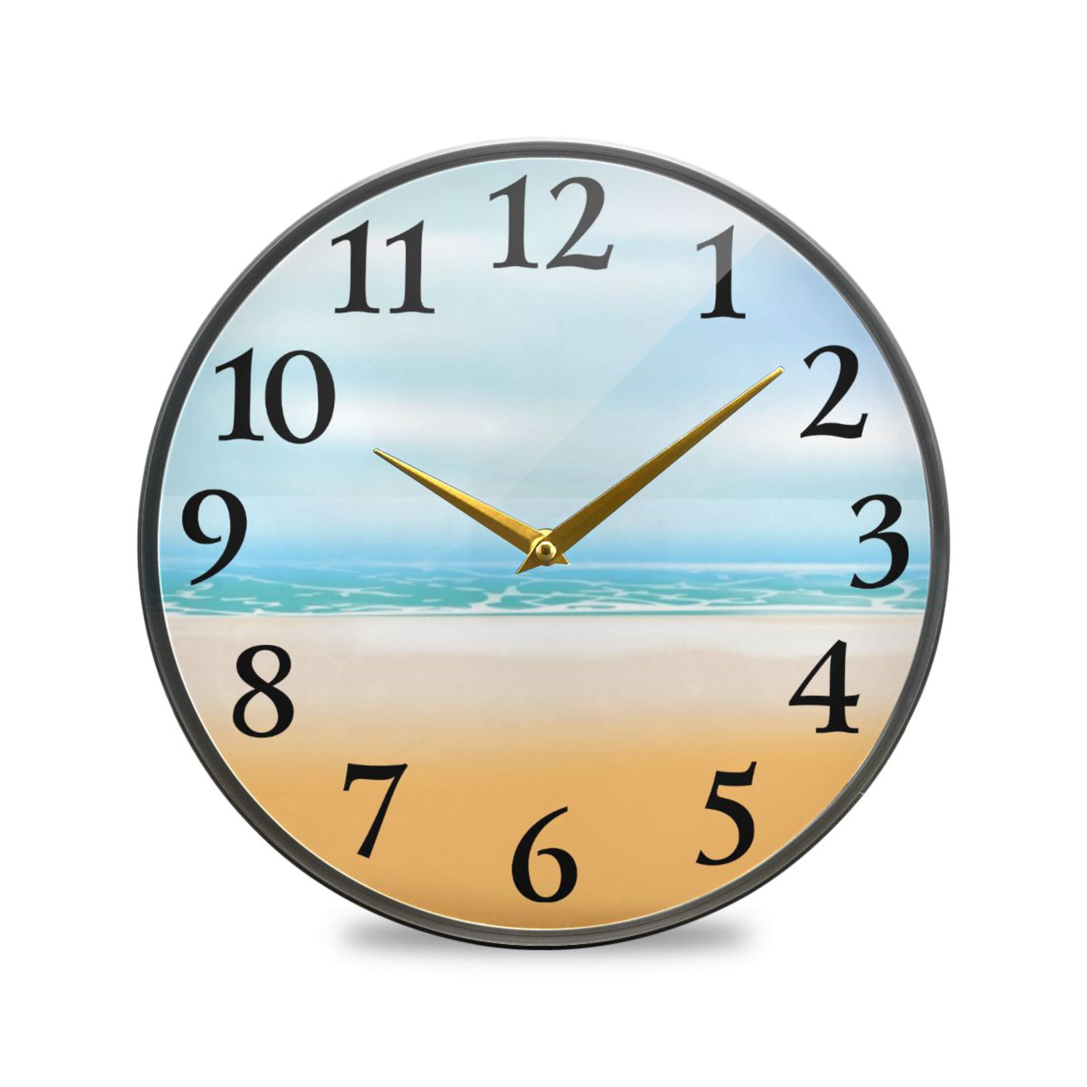 Beach Landscape Wall Clocks Battery Operated 9.5 Inch Round Clock ...