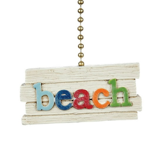 Beach Letters Slatted Look Decorative Ceiling Fan Light Dimensional Pull