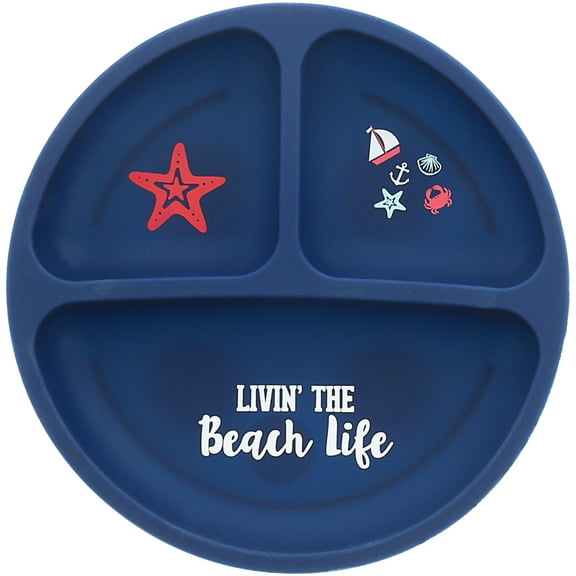 Pavilion Gift Company - Beach Life - 7.75" Divided Silicone Suction Plate