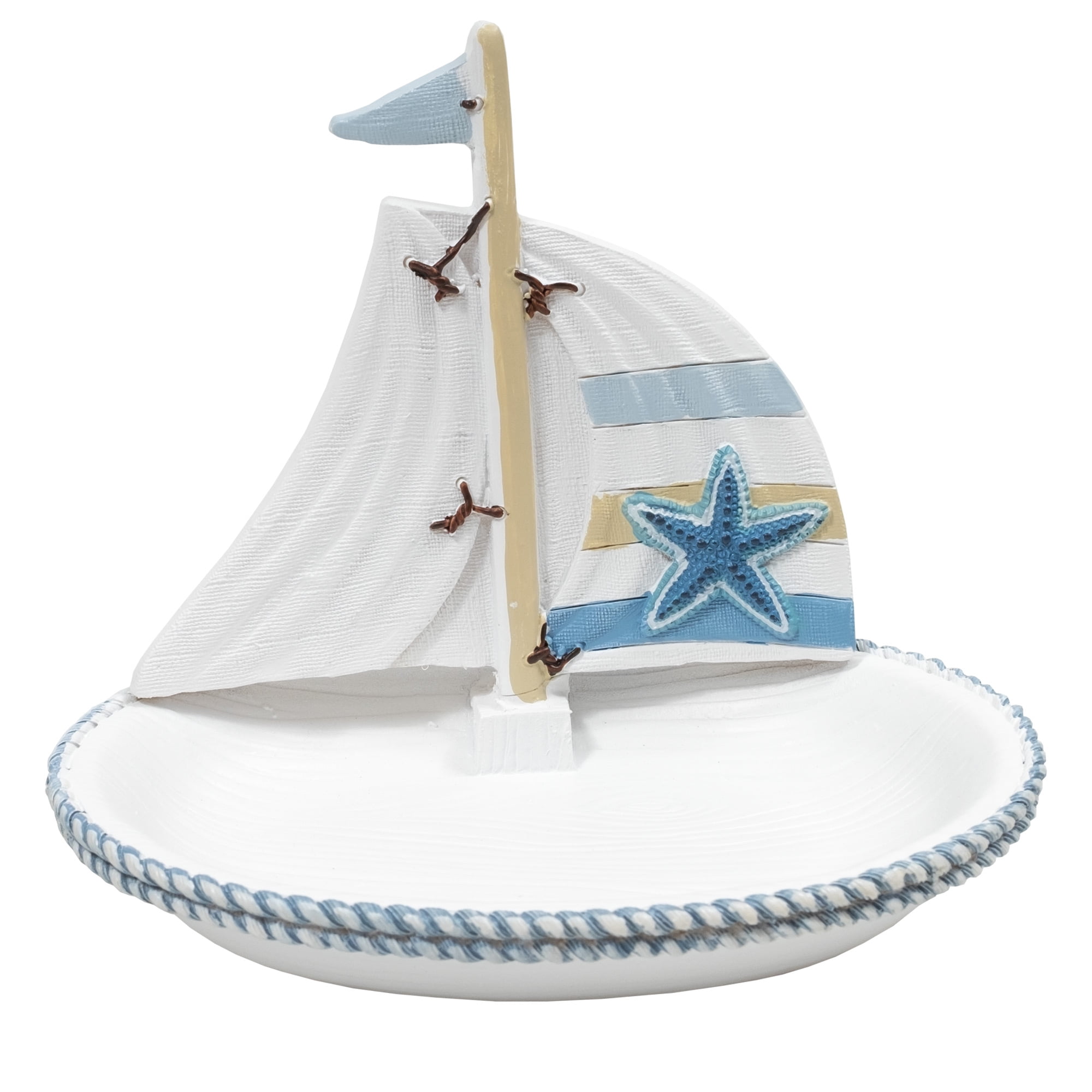 Nautical Blue and White Sailboat Plastic Soap Dish