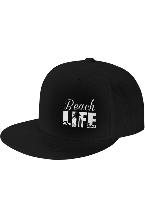 Beach Life Flat Bill Hats Teens Cool Snapback Baseball Cap Unisex
