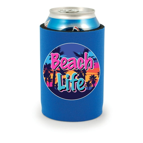 Beach Life Full Bottom Neoprene Can (Royal Blue)