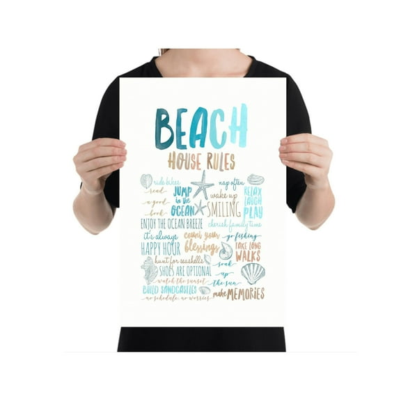 Beach Life Rules Poster - Coastal Decor for Beach Lovers - 13x19 Poster Print