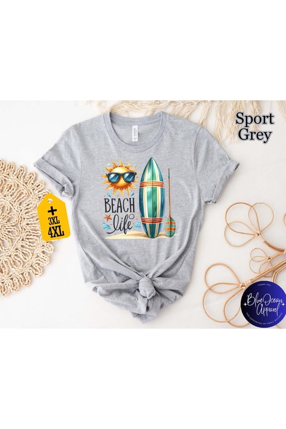 Beach Life Shirt, Summer Surfboard Tee, Retro Sun Shirt, Ocean Lover Shirt, Vacation Beach Tee, Coastal Vibes Shirt All Size S-5Xl