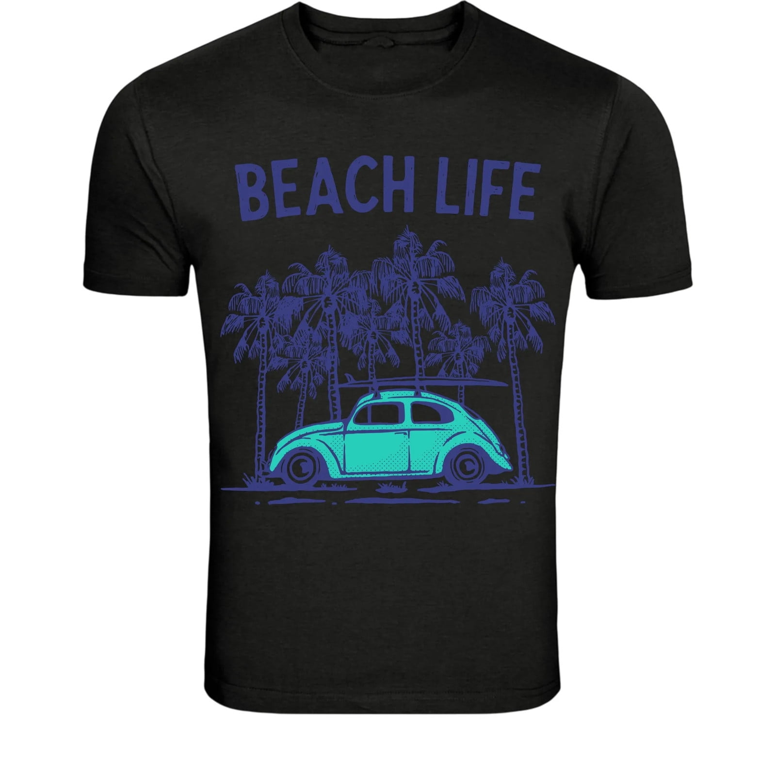 Beach Life Vintage Surf Car T-Shirt - Retro Summer Palm Tree