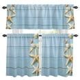 Beach Light Blue Kitchen Curtains Set for Windows, Rustic Ocean ...